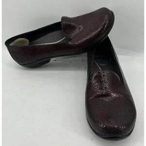 Dansko Olivia Slip On Loafers Brown Pebble Textured Leather Women's Size 39